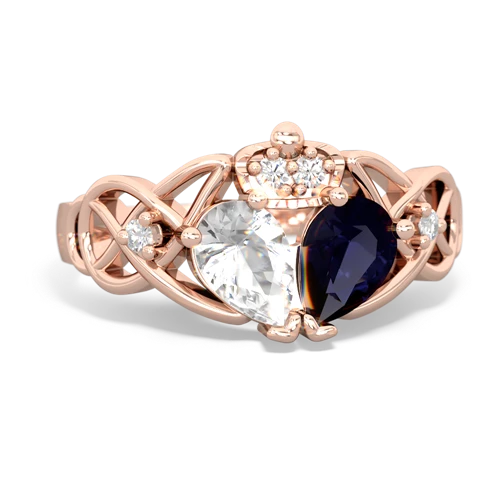 sapphire-white topaz claddagh ring