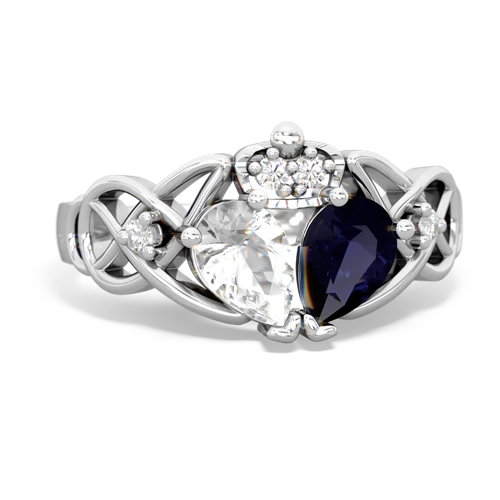 sapphire-white topaz claddagh ring