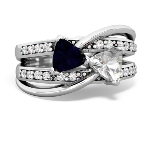 Sapphire Genuine Sapphire with Genuine White Topaz Bowtie ring Ring