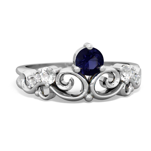 Sapphire Genuine Sapphire with Genuine White Topaz and  Crown Keepsake ring Ring