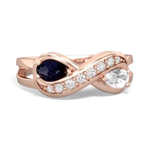 Sapphire Genuine Sapphire with Genuine White Topaz Diamond Infinity ring Ring