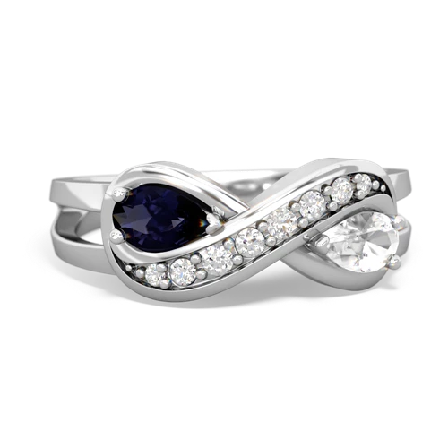 Sapphire Genuine Sapphire with Genuine White Topaz Diamond Infinity ring Ring