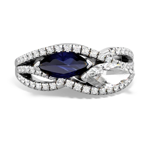 Sapphire Genuine Sapphire with Genuine White Topaz Diamond Rivers ring Ring