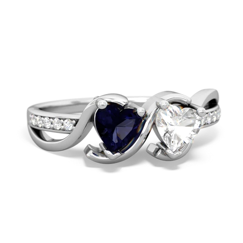 Sapphire Genuine Sapphire with Genuine White Topaz Side by Side ring Ring