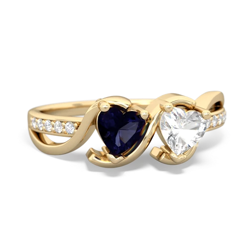 sapphire-white topaz double heart ring