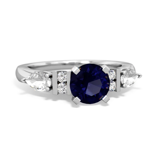 Sapphire Genuine Sapphire with Genuine White Topaz and  Engagement ring Ring