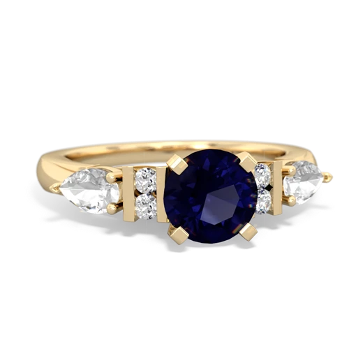 Sapphire Genuine Sapphire with Genuine White Topaz and Lab Created Emerald Engagement ring Ring