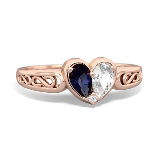 Sapphire Genuine Sapphire with Genuine White Topaz filligree Heart ring Ring