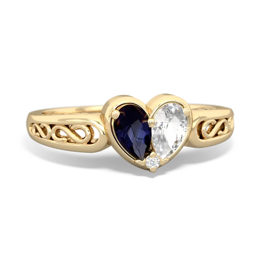 sapphire-white topaz filligree ring