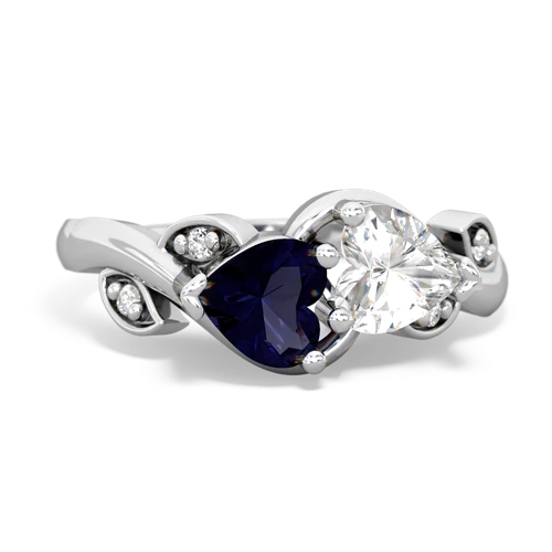 Sapphire Genuine Sapphire with Genuine White Topaz Floral Elegance ring Ring