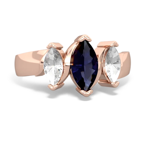 Sapphire Genuine Sapphire with Genuine White Topaz and Lab Created Emerald Three Peeks ring Ring