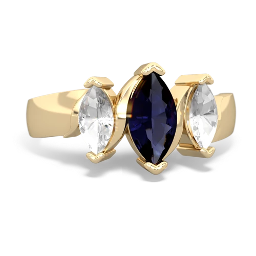 Sapphire Genuine Sapphire with Genuine White Topaz and Genuine Tanzanite Three Peeks ring Ring