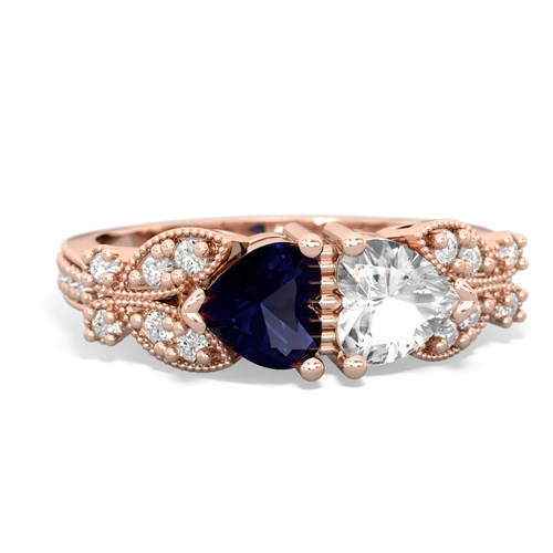 Sapphire Genuine Sapphire with Genuine White Topaz Diamond Butterflies ring Ring