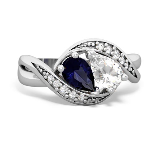 Sapphire Genuine Sapphire with Genuine White Topaz Summer Winds ring Ring