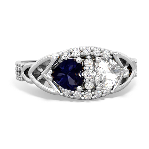 Sapphire Genuine Sapphire with Genuine White Topaz Celtic Knot Engagement ring Ring