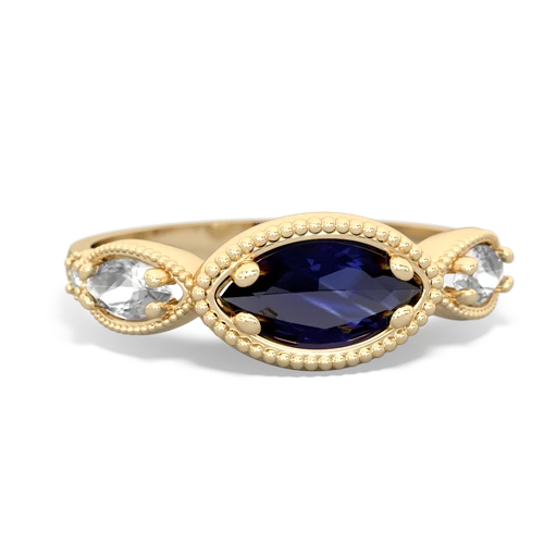 Sapphire Genuine Sapphire with Genuine White Topaz and Genuine Tanzanite Antique Style Keepsake ring Ring