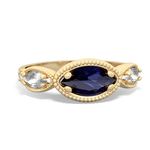 sapphire-white topaz milgrain marquise ring