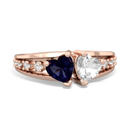 Sapphire Genuine Sapphire with Genuine White Topaz Heart to Heart ring Ring