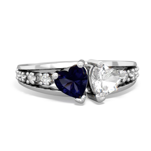 Sapphire Genuine Sapphire with Genuine White Topaz Heart to Heart ring Ring
