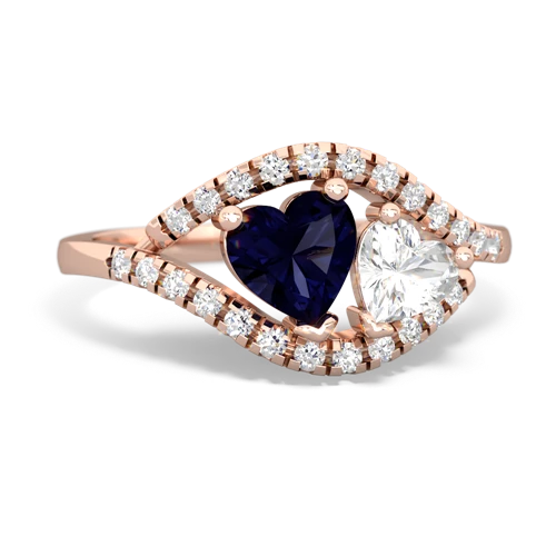 Sapphire Genuine Sapphire with Genuine White Topaz Mother and Child ring Ring