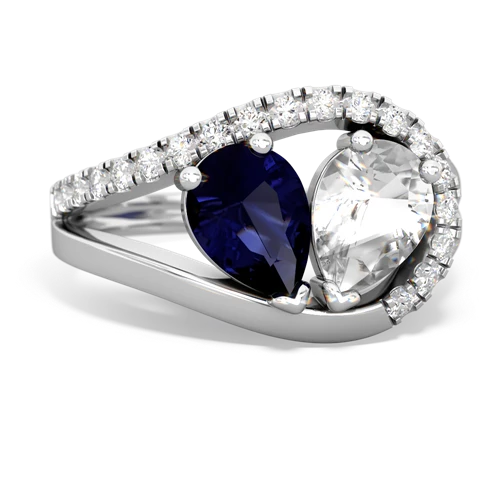 Sapphire Genuine Sapphire with Genuine White Topaz Nestled Heart Keepsake ring Ring