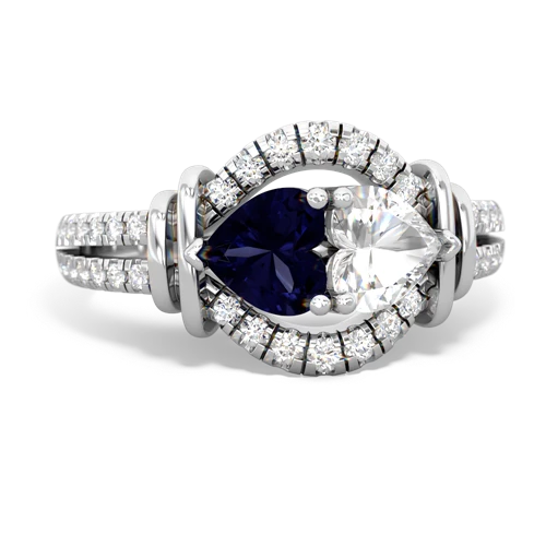 Sapphire Genuine Sapphire with Genuine White Topaz Art-Deco Keepsake ring Ring