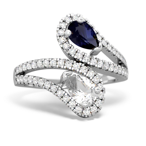 Sapphire Genuine Sapphire with Genuine White Topaz Diamond Dazzler ring Ring