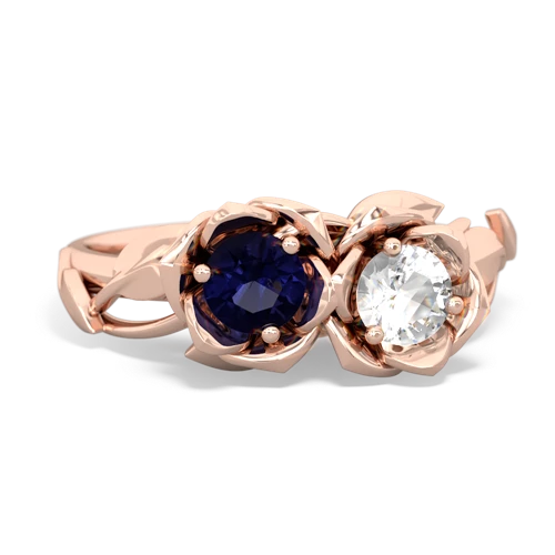 Sapphire Genuine Sapphire with Genuine White Topaz Rose Garden ring Ring