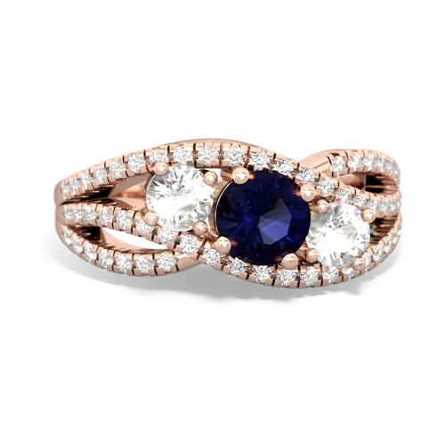 sapphire-white topaz three stone pave ring