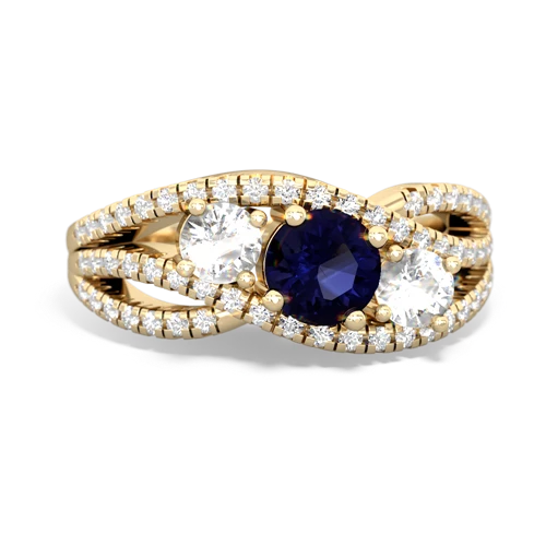 sapphire-white topaz three stone pave ring