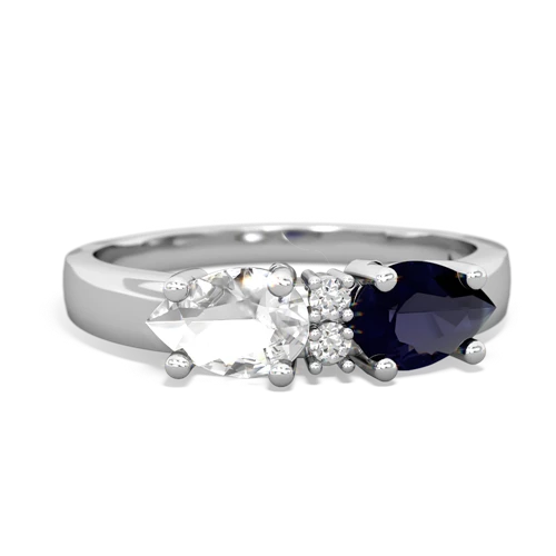 Sapphire Genuine Sapphire with Genuine White Topaz Pear Bowtie ring Ring