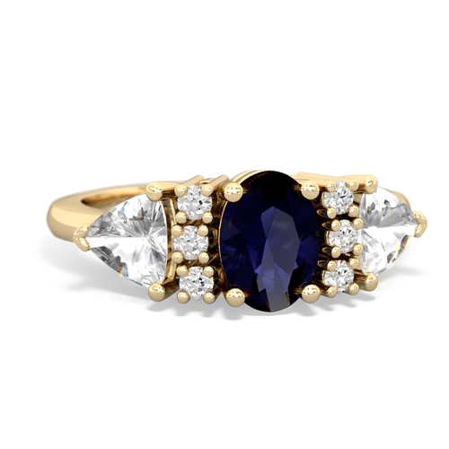 Sapphire Genuine Sapphire with Genuine White Topaz and Lab Created Emerald Antique Style Three Stone ring Ring