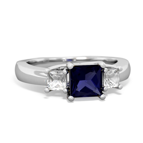 Sapphire Genuine Sapphire with Genuine White Topaz and  Three Stone Trellis ring Ring