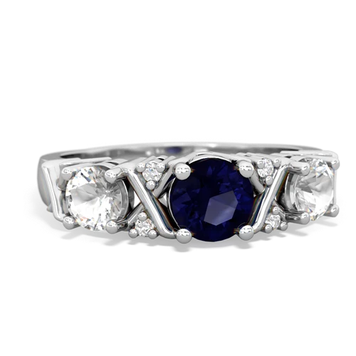 Sapphire Genuine Sapphire with Genuine White Topaz and  Hugs and Kisses ring Ring