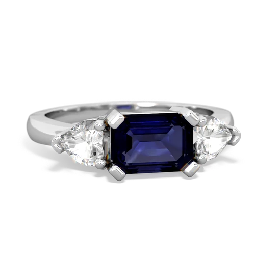 Sapphire Genuine Sapphire with Genuine White Topaz and Lab Created Pink Sapphire Three Stone ring Ring