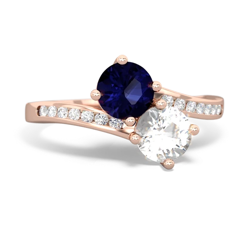Sapphire Genuine Sapphire with Genuine White Topaz Keepsake Two Stone ring Ring