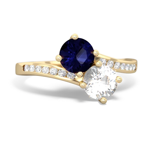 sapphire-white topaz two stone channel ring
