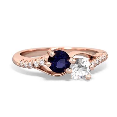 Sapphire Genuine Sapphire with Genuine White Topaz Two Stone Infinity ring Ring