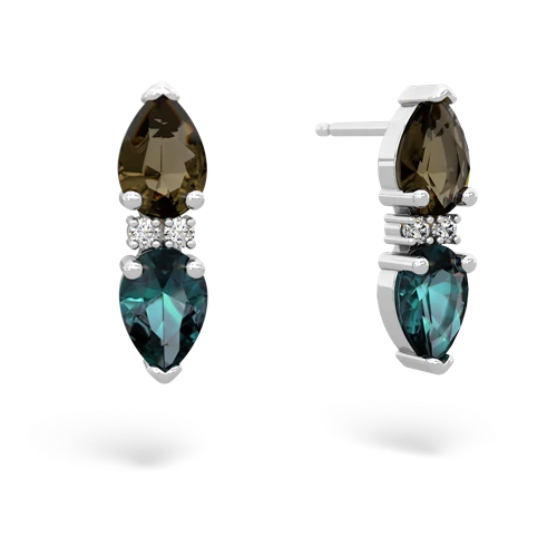 smoky quartz-alexandrite bowtie earrings