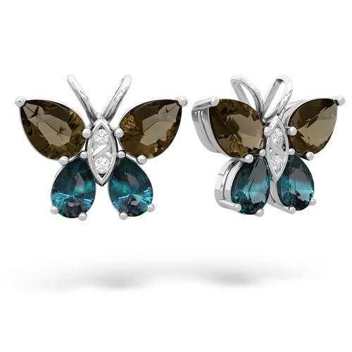 smoky quartz-alexandrite butterfly earrings
