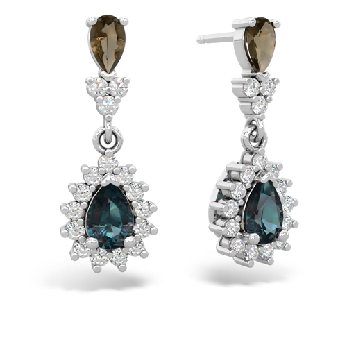 smoky quartz-alexandrite dangle earrings