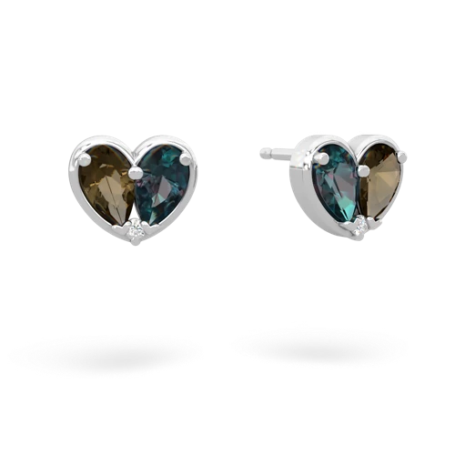smoky quartz-alexandrite one heart earrings