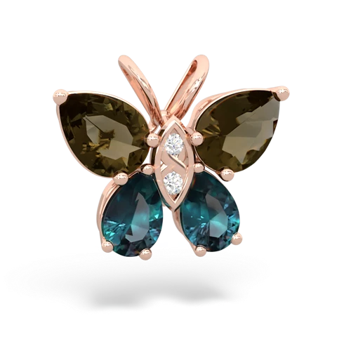 smoky quartz-alexandrite butterfly pendant