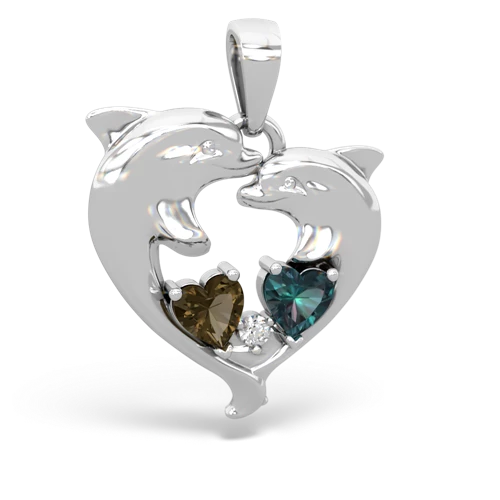 smoky quartz-alexandrite dolphins pendant