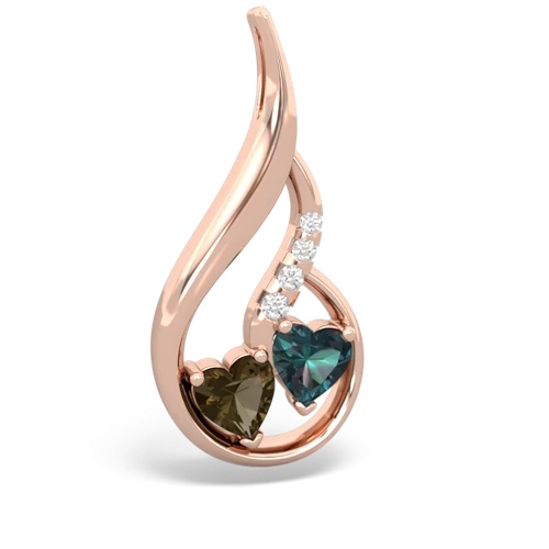 smoky quartz-alexandrite keepsake swirl pendant