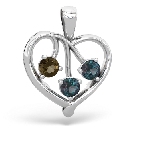 Smoky Quartz Genuine Smoky Quartz with Lab Created Alexandrite and Genuine Tanzanite Glowing Heart pendant Pendant