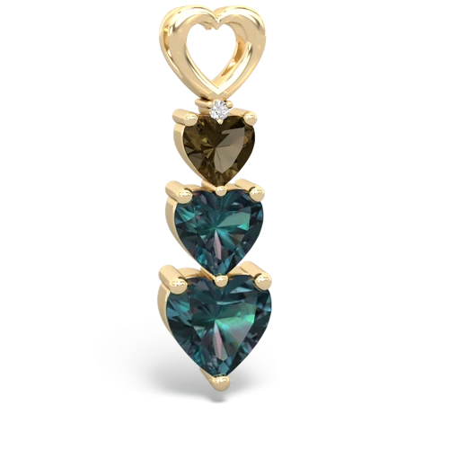 Smoky Quartz Genuine Smoky Quartz with Lab Created Alexandrite and Lab Created Emerald Past Present Future pendant Pendant