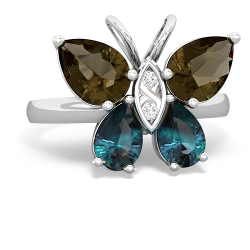 smoky quartz-alexandrite butterfly ring