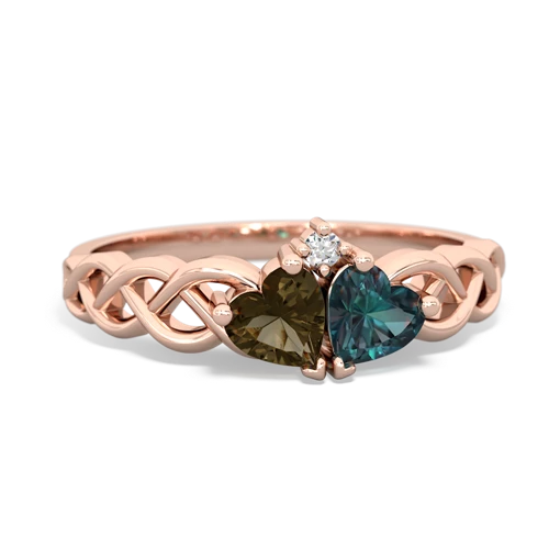 smoky quartz-alexandrite celtic braid ring