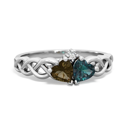 smoky quartz-alexandrite celtic braid ring